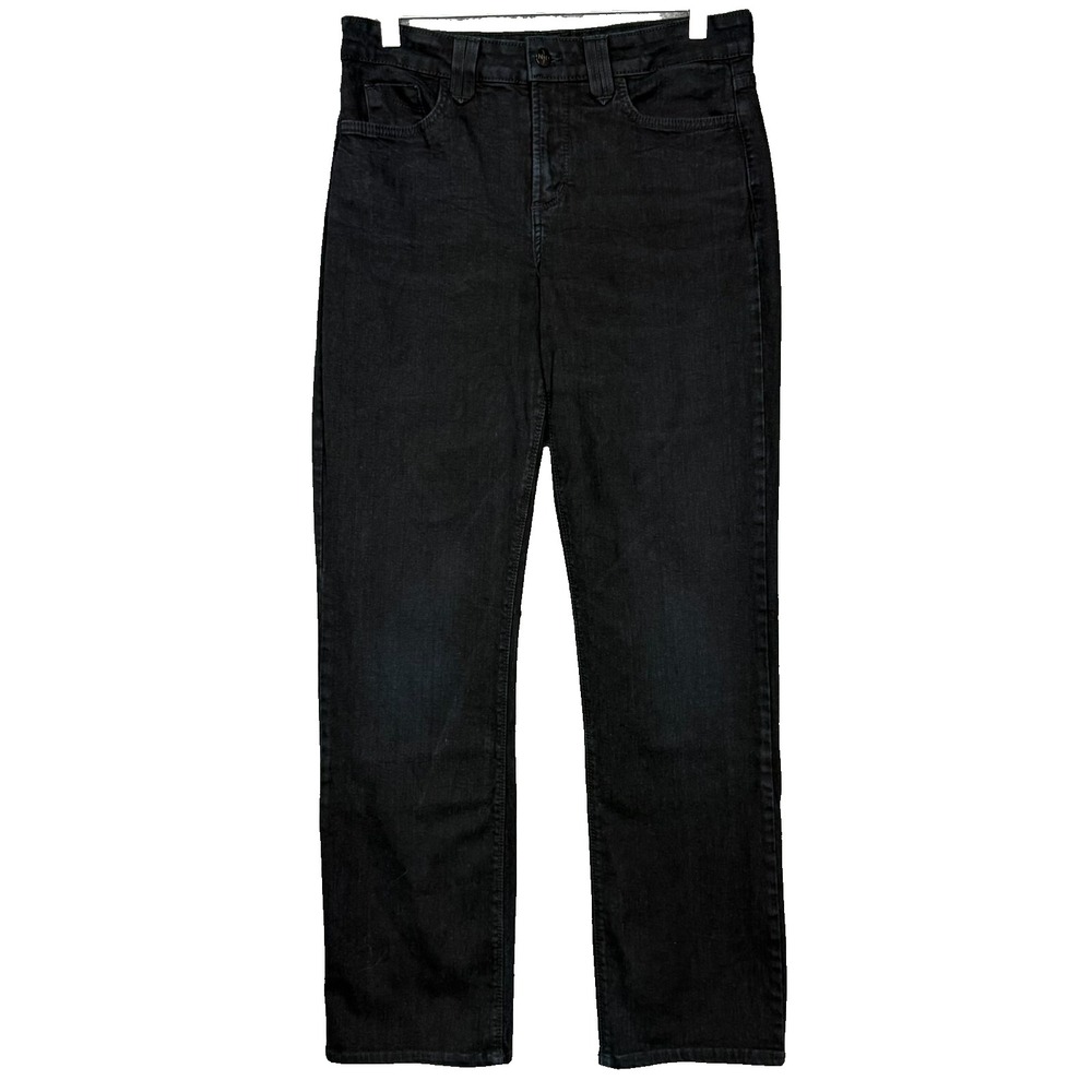 NYDJ Jeans Womens 10 Black Straight Lift Tuck Tech Mid Rise Cotton Stretch USA